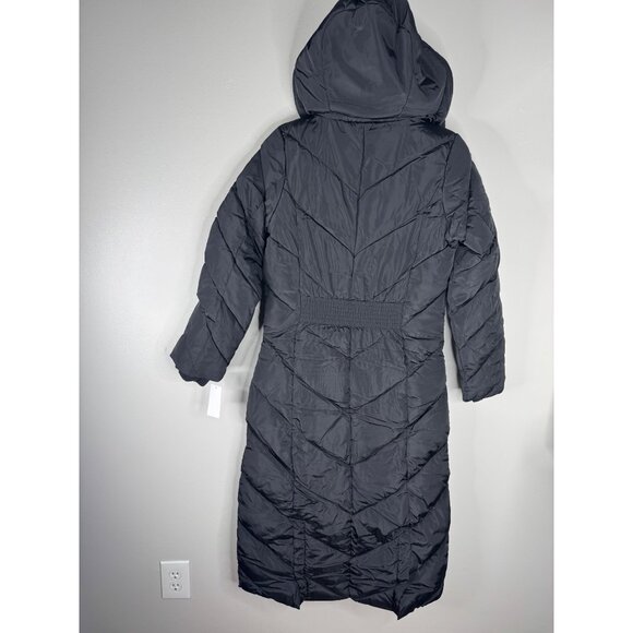 NWT Steve Madden Women's Black Chevron Puffer Long Winter Coat Size XS - Picture 8 of 9